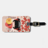 Étiquette À Bagage Poupée rouge Sakura Kokeshi - Geisha japonais (Devant horizontal)