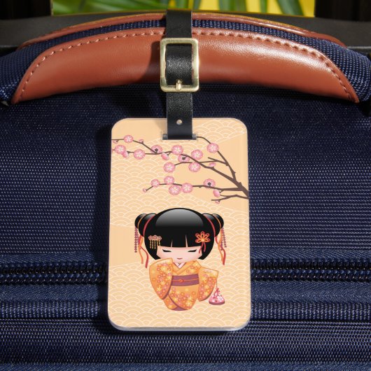 Étiquette À Bagage Poupée Ume Kokeshi - Japonaise Pêche Geisha Girl (Insitu Rectoal 2)