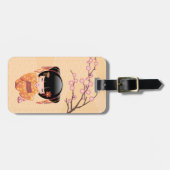 Étiquette À Bagage Poupée Ume Kokeshi - Japonaise Pêche Geisha Girl (Devant horizontal)