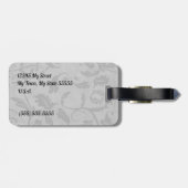 Étiquette À Bagage pour le Voyageur noir Damask Monogrammed (Dos horizontal)