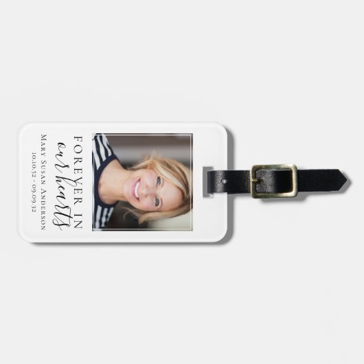 Étiquette À Bagage Pour toujours dans nos coeurs Photo Prière commémo (Devant horizontal)