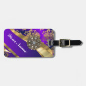 Étiquette À Bagage Pourpre et damassé d'or (Devant horizontal)