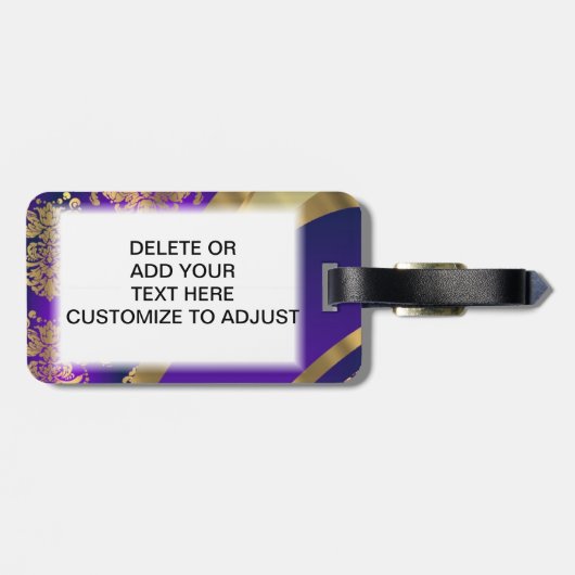 Étiquette À Bagage Pourpre et damassé d'or (Dos horizontal)