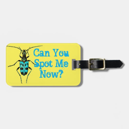 Étiquette À Bagage "Pouvez-vous me repérer maintenant" Bleu tacheté B (Devant horizontal)