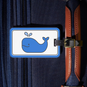 Étiquette À Bagage Preppy Blue Whale personnalisée