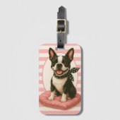 Étiquette À Bagage Preppy Boston Terrier (Devant Vertical)