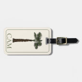 Étiquette À Bagage Preppy Coastal Palm Tree Monogram (Devant horizontal)