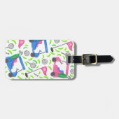 Étiquette À Bagage Preppy Golf rose bleu vert (Devant horizontal)