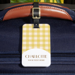 Étiquette À Bagage Préppy jaune de Vichy en vichy marché fermier cont
