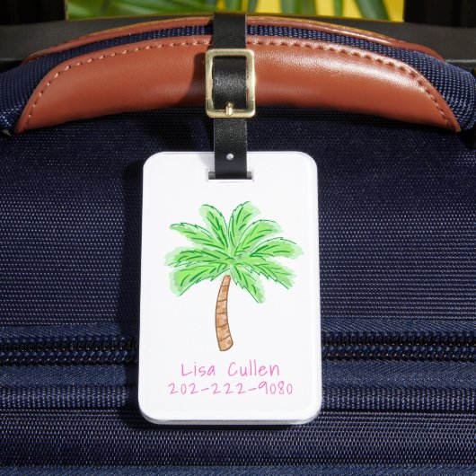 Étiquette À Bagage Preppy Tropical Palm Tree Custom (Insitu Rectoal 2)