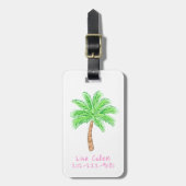 Étiquette À Bagage Preppy Tropical Palm Tree Custom (Devant Vertical)