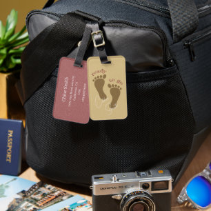 Étiquette À Bagage Prêt à aller Empreinte sur le sable Nom personnali