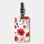 Étiquette À Bagage Pretty Blooming Red Blossoms Custom Floral (Devant Vertical)