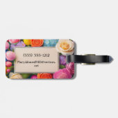 Étiquette À Bagage Pretty Floral Framed Roses Tulips Hydrangea (Dos horizontal)