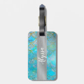 Étiquette À Bagage Pretty Iridescent Blue Shtoujours Mermaid Scales (Dos Vertical)