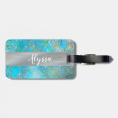 Étiquette À Bagage Pretty Iridescent Blue Shtoujours Mermaid Scales (Dos horizontal)