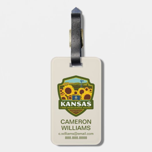 Étiquette À Bagage Pride d'état | Kansas (Dos Vertical)