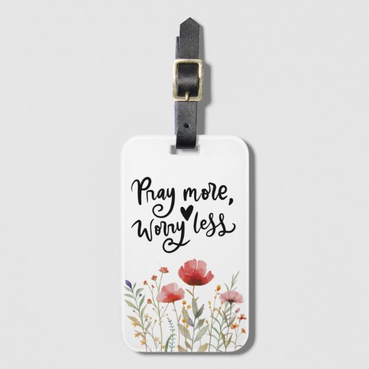 Étiquette À Bagage Priez Plus Inquiète Moins Inspirationnelle Citatio (Devant Vertical)