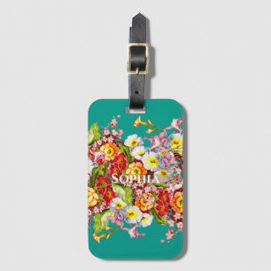 Étiquette À Bagage Primroses colorées Cute Floral Spring Personnalisé