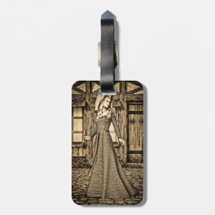 Étiquette À Bagage Princesse Médiévale Sépia Art Renaissance