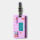 Étiquette À Bagage Professeur tendance Purple Stripes (Devant Vertical)