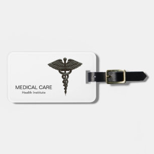 Étiquette À Bagage Professionnel Simple Médicale Caduceus Noir Blanc