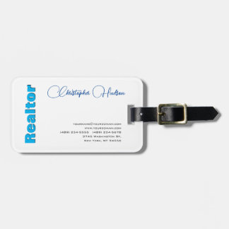 Étiquette À Bagage Professionnel Simple Réaliseur Immobilier Bleu Bla