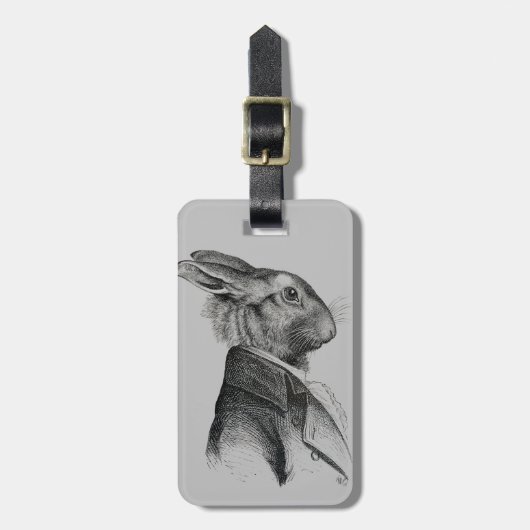 Étiquette À Bagage Profil de portrait de lapin (Devant Vertical)