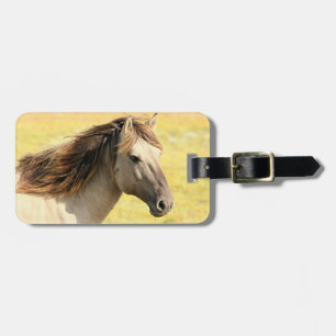 Étiquette À Bagage Profil du cheval beige