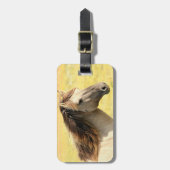 Étiquette À Bagage Profil du cheval beige (Devant Vertical)