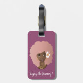 Étiquette À Bagage Profitez du voyage, rose Afro | Blanc et pourpre (Dos Vertical)