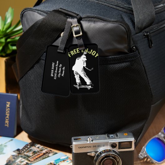 Étiquette À Bagage Profitez gratuitement du ski urbain rétro (Recto & Verso)