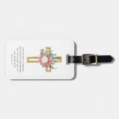 Étiquette À Bagage Psaume 91:11 Bible Verse Religious Peonies Cross (Devant horizontal)