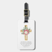 Étiquette À Bagage Psaume 91:11 Bible Verse Religious Peonies Cross (Devant Vertical)