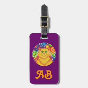 Étiquette À Bagage Psy-cat-delic Round 'initials' bagage tag violet