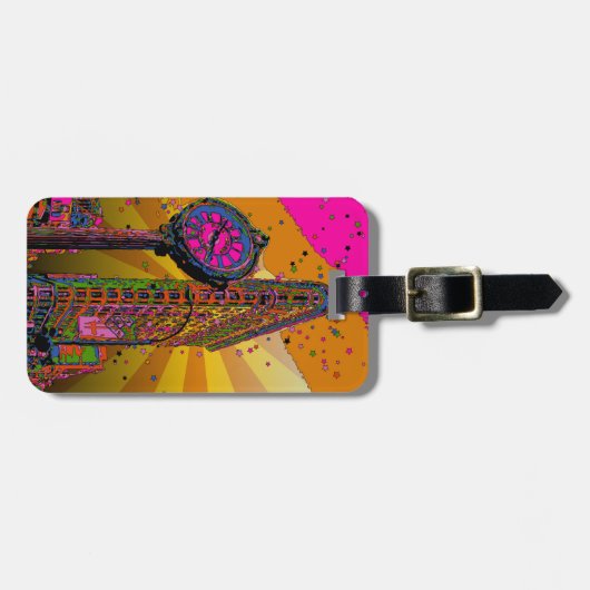 Étiquette À Bagage Psychedelic NYC : Flatiron Building & Clock #2B (Devant horizontal)