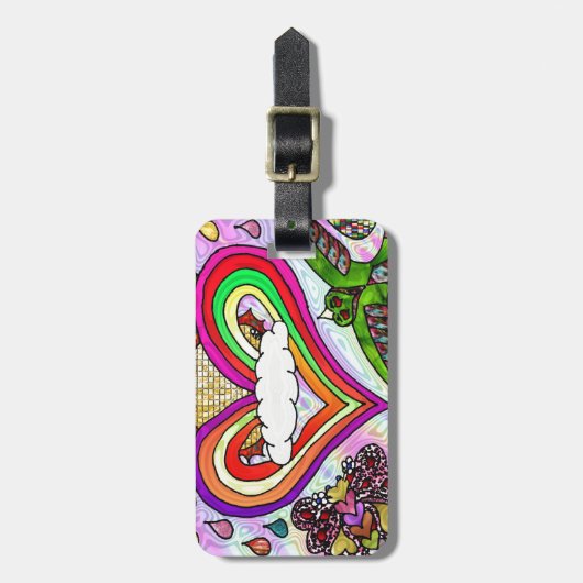 Étiquette À Bagage Psychédélic Rainbow Heart (Devant Vertical)