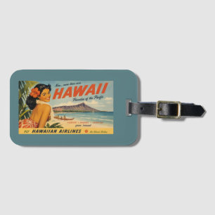 Étiquette À Bagage Publicité de voyage hawaïen de style vintage