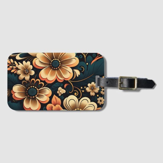 Étiquette À Bagage Puissance de fleur boho rétro (Devant Horizontal)