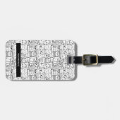 Étiquette À Bagage Pups noirs et blancs personnalisés (Devant horizontal)