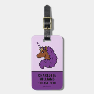 Étiquette À Bagage Purple Afro Unicorn