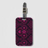 Étiquette À Bagage Purple and black gothic damask pattern (Devant Vertical)