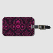 Étiquette À Bagage Purple and black gothic damask pattern (Devant Horizontal)