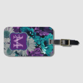 Étiquette À Bagage Purple and Blue Flower Smash Personalised (Devant Horizontal)