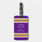 Étiquette À Bagage Purple with Yellow White Stripes Team (Dos Vertical)