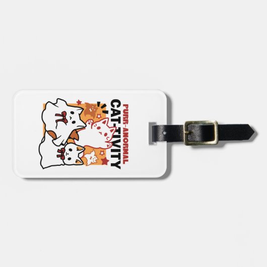 Étiquette À Bagage Purr-anormal Cat Cat mignonne Halloween Conception (Devant horizontal)