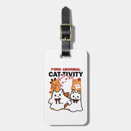 Étiquette À Bagage Purr-anormal Cat Cat mignonne Halloween Conception (Devant Vertical)