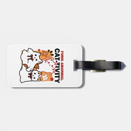 Étiquette À Bagage Purr-anormal Cat Cat mignonne Halloween Conception (Dos horizontal)