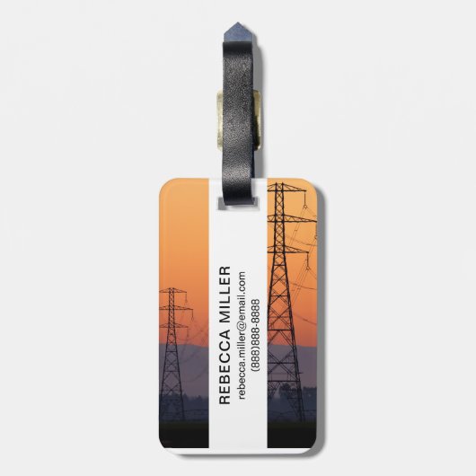 Étiquette À Bagage Pylônes électriques au coucher du soleil (Dos Vertical)