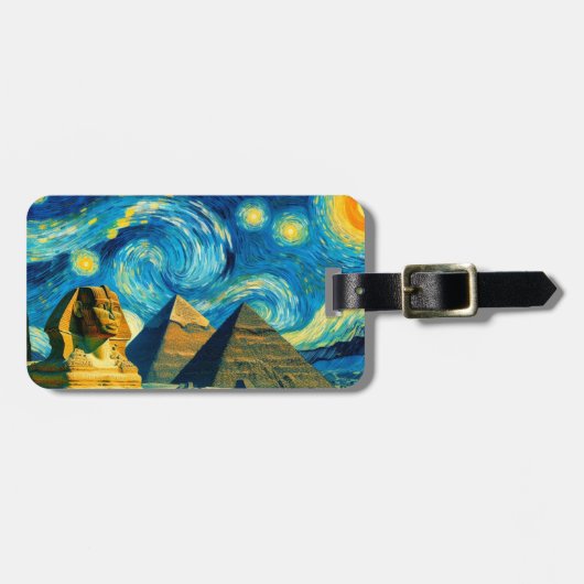 Étiquette À Bagage Pyramides nocturnes étoilées Sphinx Egypte (Devant horizontal)